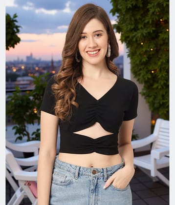 Zima Leto Women's Polyester Crop Top ( Black )