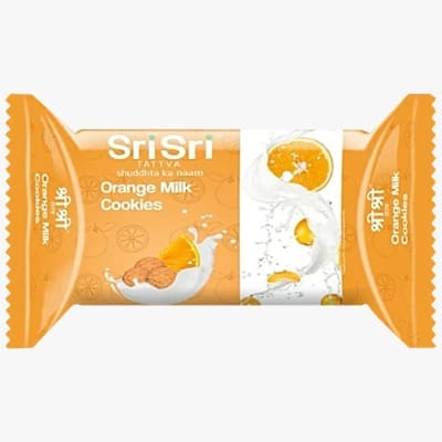 Sri Sri Tattva Orange Milk Cookies - Teatime Snack, Baked, 50 g