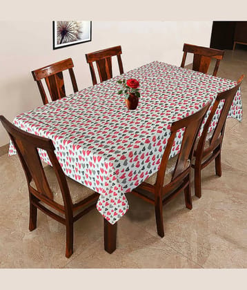 Oasis Home Tex Printed Cotton 8 Seater Rectangle Table Cover & Table Mats ( 228 x 152 ) cm Pack of 1 Pink