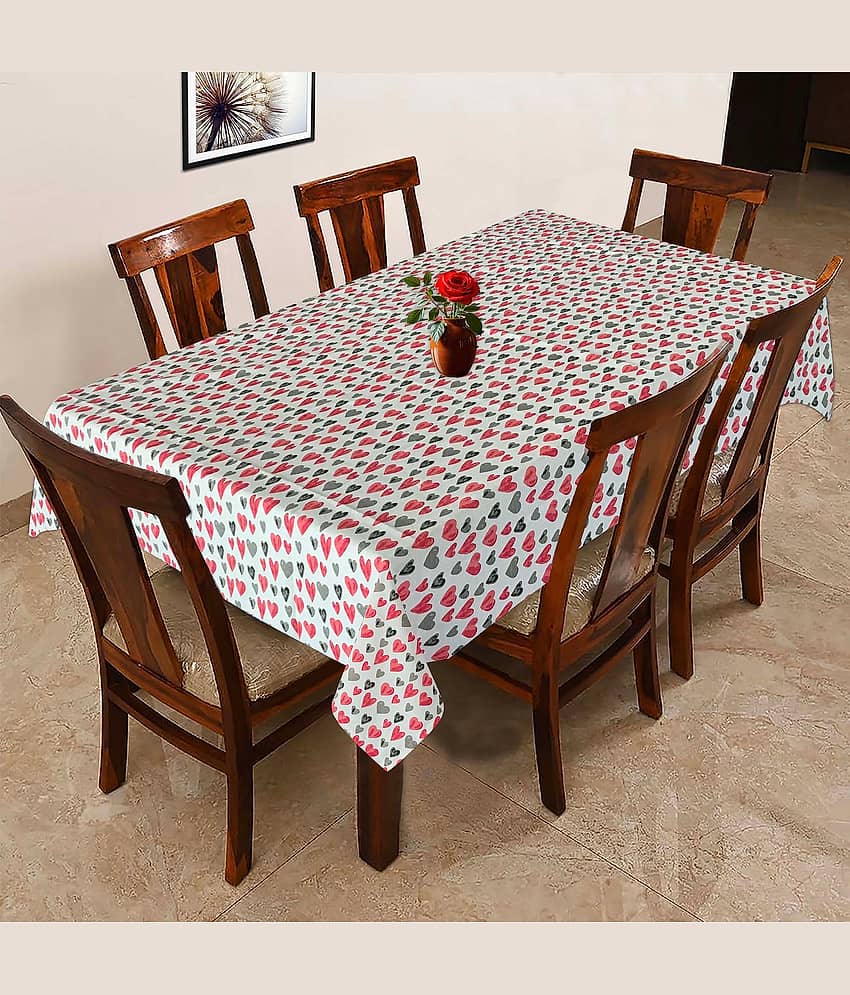 Oasis Home Tex Printed Cotton 8 Seater Rectangle Table Cover & Table Mats ( 228 x 152 ) cm Pack of 1 Pink