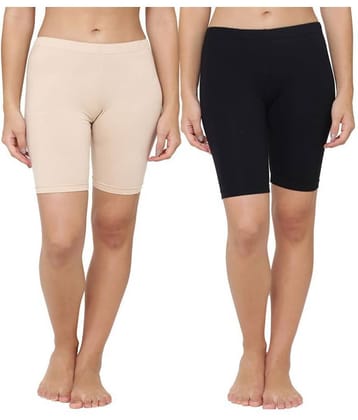 Leading Lady Pack of 2 Cotton Women's Boy Shorts ( Multi Color )