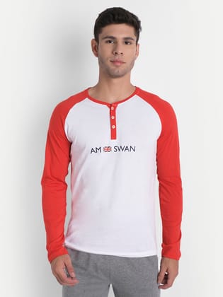 Mens Premium Cotton Printed Full Sleeve Henley T-Shirts-S-38