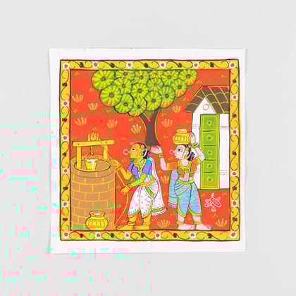 Eyaas Cheriyal Painting of Women at the Water Well by Artist D Rakesh