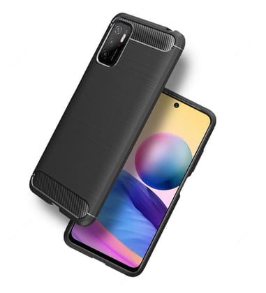 Carbon Fibre Series Shockproof Armor Back Cover for Poco M3 Pro 5G, 6.5 inch, Black
