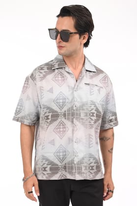 Eclipse Mirage Grey Oversized Shirt-M / Gray