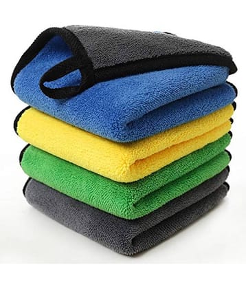 INGENS Microfiber Cloth for Car Cleaning and Detailing, Dual Sided, Extra Thick Plush Microfiber Towel Lint-Free(Pack of 4), Multicolor 650 GSM, 40cm x 40cm&nbsp;…