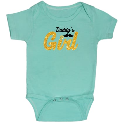 Turquoise Daddys Girl Cotton Romper For 6 To 12 Months
