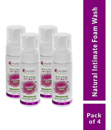 everteen Natural Intimate Foam Wash for Feminine Hygiene in Women - 4 Packs (150ml Each)
