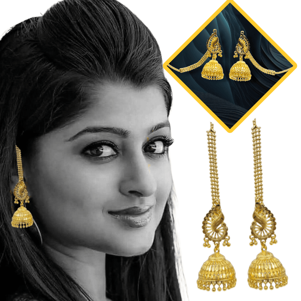 Opulent Gold-Plated Double Curtain Jhumka Earrings – Traditional Indian Bridal Jewelry for Special Occasions