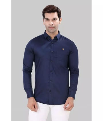 JVNINE - Be Unique Cotton Blend Regular Fit Solids Full Sleeves Men's Casual Shirt - Navy ( Pack of 1 ) - None