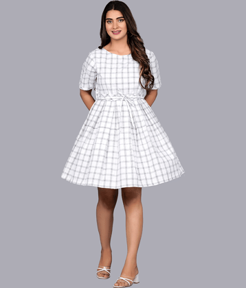 QuaClo - White Cotton Women's A-line Dress ( Pack of 1 )