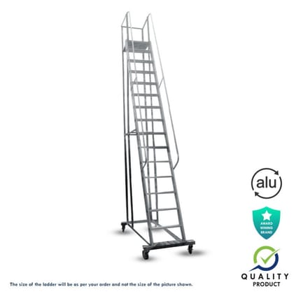 Aluminium Trolley Step Ladder with Top Stable Platform (Model: K7024, Height: 8 ft in Medium)