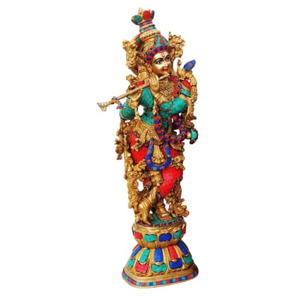 Brass Showpiece Krishna Stone Finish Idol (BSMAS467 K)