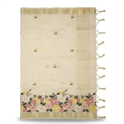 Sambalpuri Cream Small Embroidered Handloom Saree