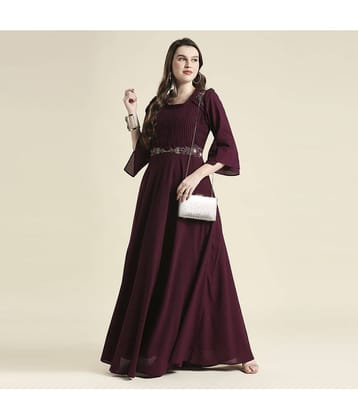 Madhuram Textiles - Maroon Georgette Women's Anarkali Kurti ( Pack of 1 )