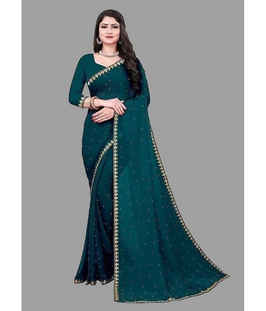 JULEE Lycra Embroidered Saree With Unstitched Blouse Piece ( Red )