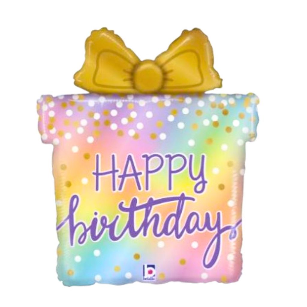 Colorful Birthday Gift Shaped Balloon 26" - Party and Festive Needs | Buy online on ZillyBuy