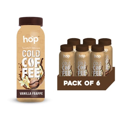 HOP Smooth & Delicious Cold Coffee Vanilla Frappe, 200 ml - Pack of 6