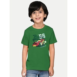 Radprix Boys Printed Pure Cotton T Shirt (Green, Pack Of 1)