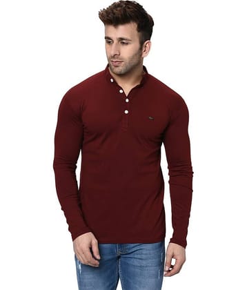 Alexender Cotton Blend Regular Fit Solid Full Sleeves Men's Henley T-Shirt - Maroon ( Pack of 1 )