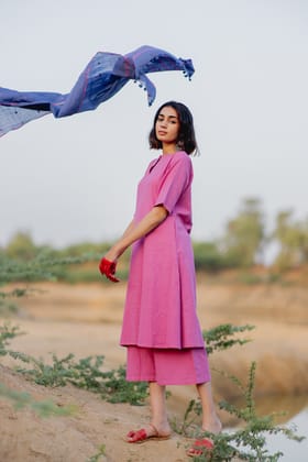 Lilac Kurta and Culottes Set-M