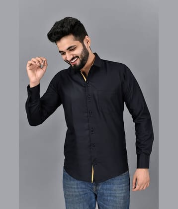 VTEXX Cotton Blend Regular Fit Solids Full Sleeves Men's Casual Shirt - Black ( Pack of 1 )