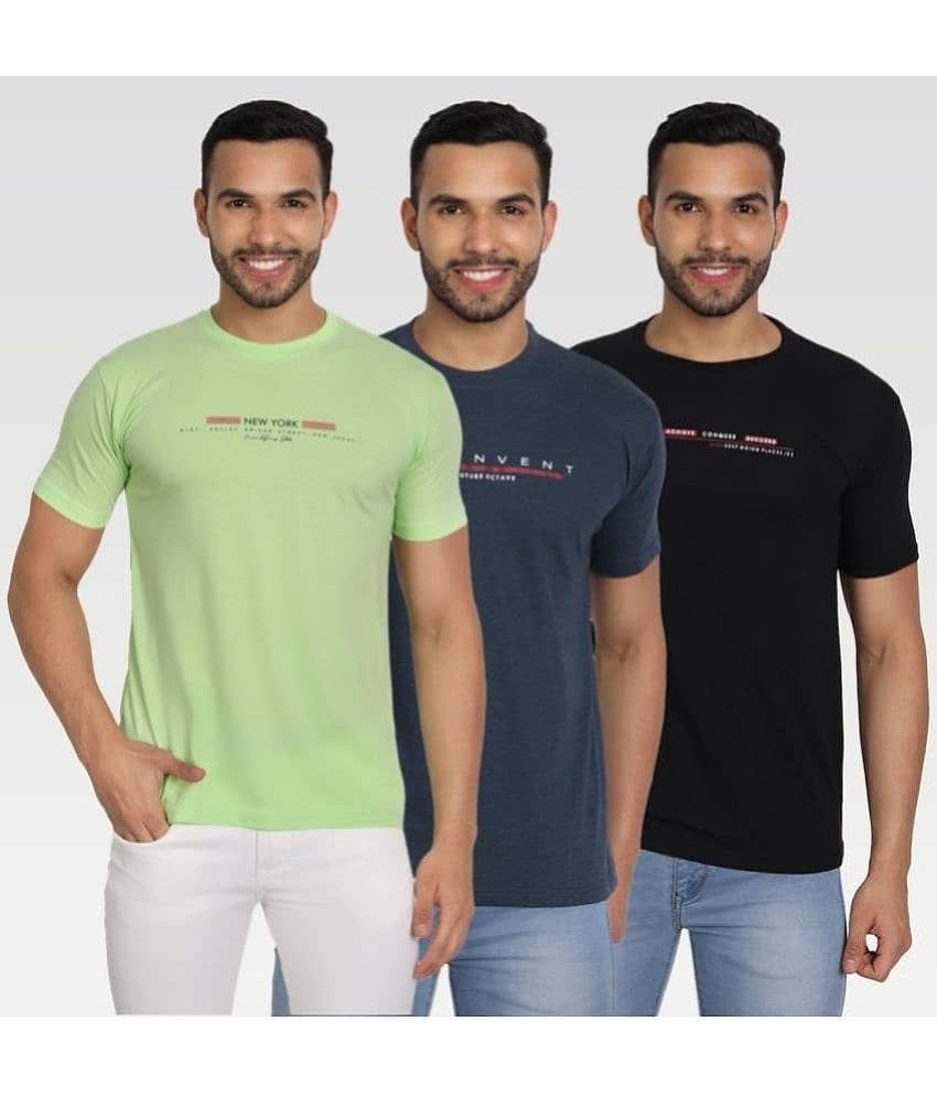 Zeffit Pack of 3 Cotton Blend Regular Fit Men's T-Shirt ( Multicolor )