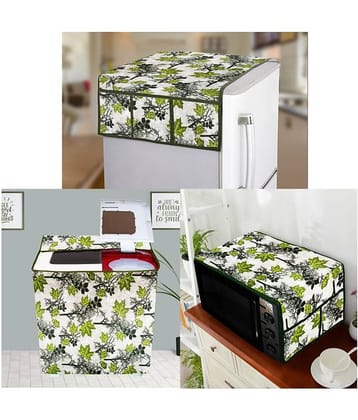 E-Retailer Set of 3 Polyester Green Fridge Top Cover