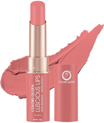 Colors Queen Luscious Lips Non Transfer Creamy Matte Lipstick 3.5g, Rich High (Shade - 22)