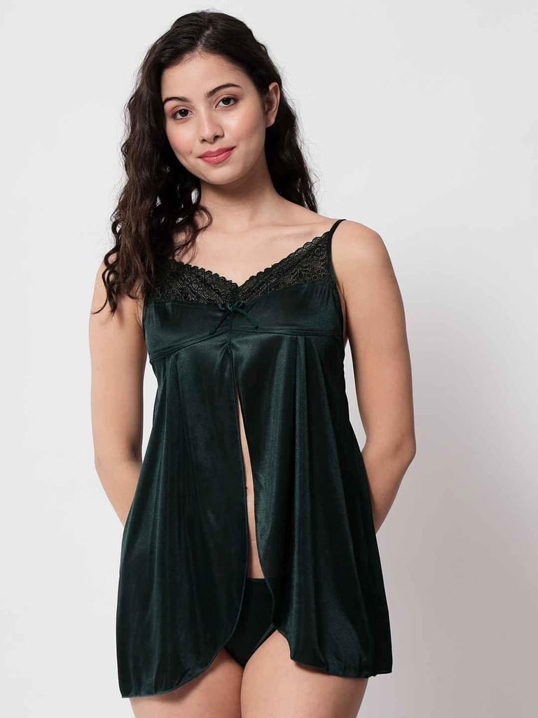 Plus Size Satin Green Honeymoon Babydoll Hot Night Dress 41Gb - Nightwear & Loungewear | Buy online on ZillyBuy