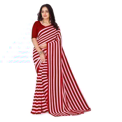 Generic Women's Faux Georgette Saree with Blouse (Red, 5 - 6 Mtrs)