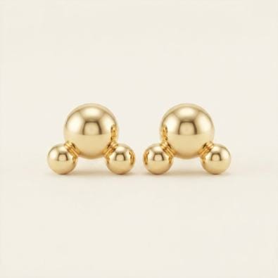 Gold Tri-Ball Cluster Studs | Gold-Tone Anti-Tarnish Imitation Jewellery - Earrings | Buy online on ZillyBuy