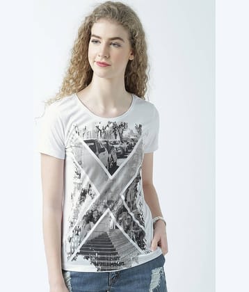 Huetrap Women Cotton Regular Fit Round Neck T-Shirt ( White )