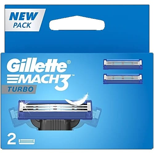 Gillette Mach 3 Turbo Manual Razor Blades for MenPack of 2 Cartridges, 2 pcs