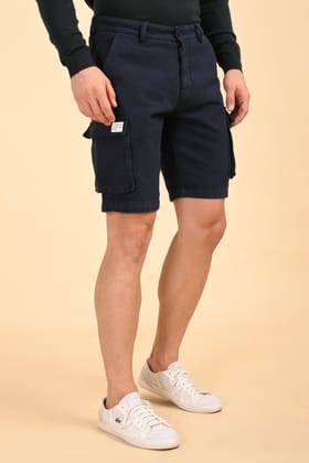 Tiptur - Cotton Cargo Shorts - Navy-S-30 / NAVY