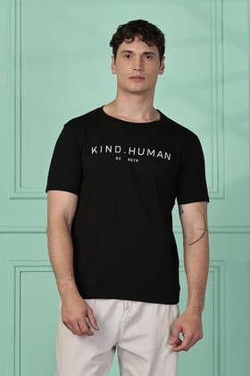 Cotton Black Kind Human T-Shirt