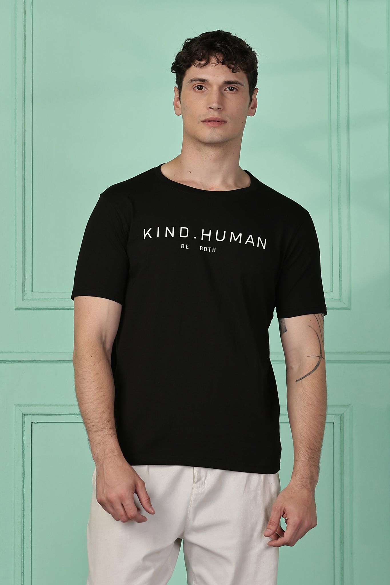 Cotton Black Kind Human T-Shirt