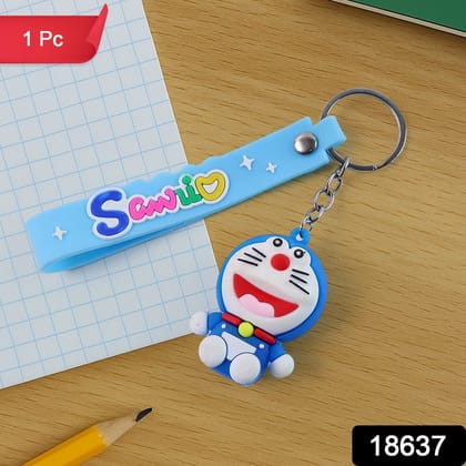 Cute Cartoon Silicone 3D Key Chain with Metal Hook & Strap (Pack of 1 / Mix Design)