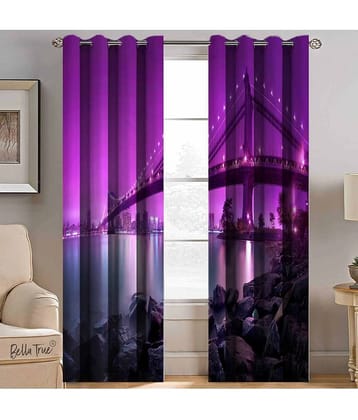 BELLA TRUE  Set of 2 Door SemiTransparent Eyelet Polyester Multi Color Curtains ( 213 x 113 cm )