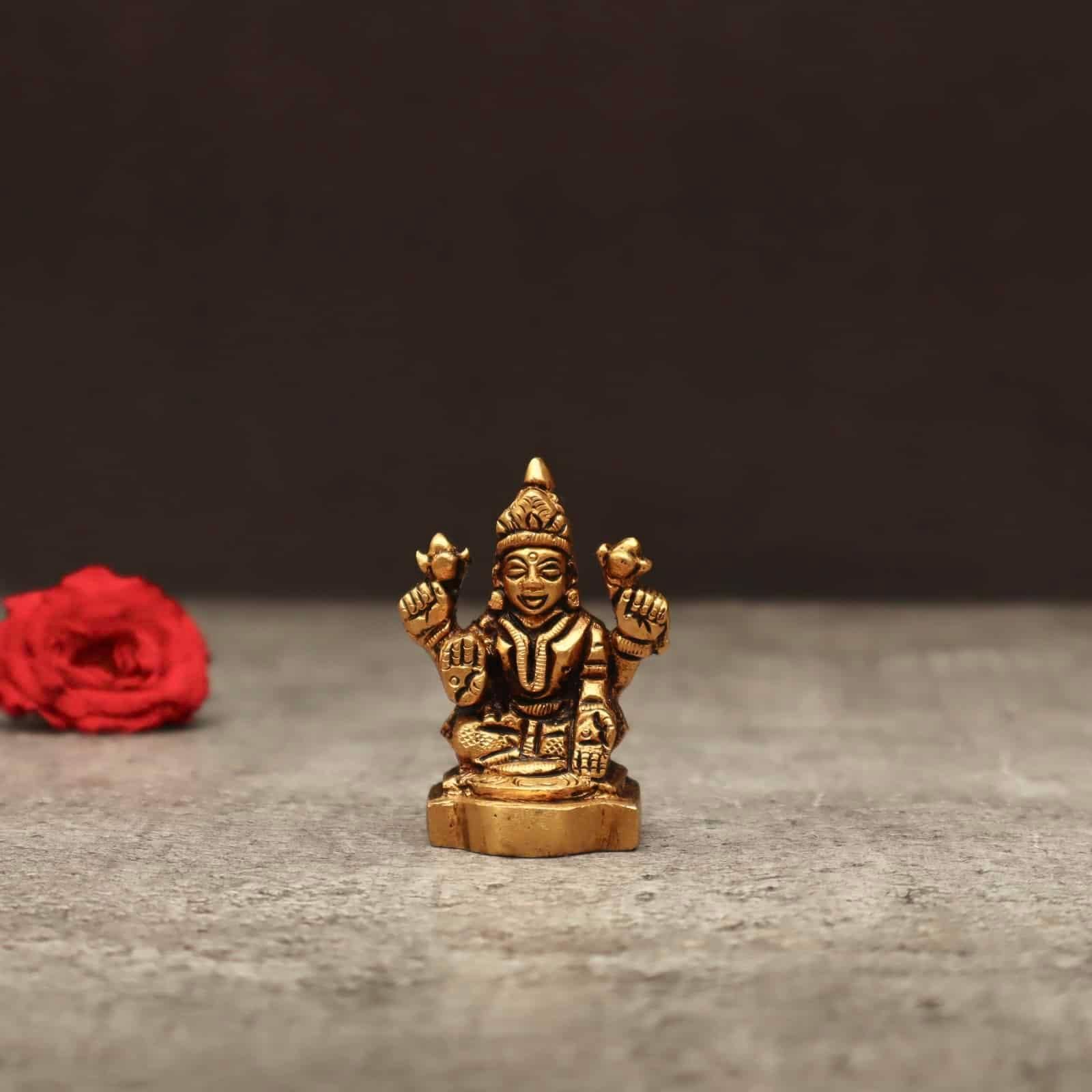 Brass Lakshmi Devi - 2 inch Height | Miniature Brass Idol of Goddess Lakshmi for Auspicious Decor