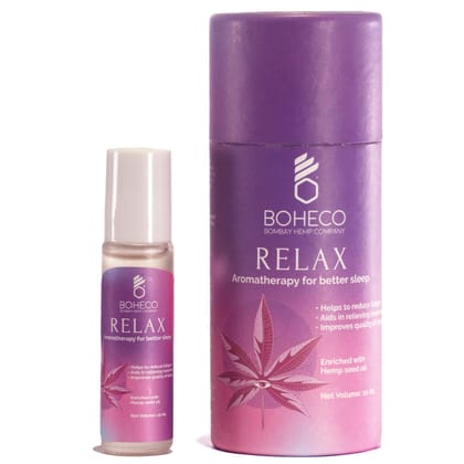 BOHECO RELAX Aromatherapy Roll On Helps in Better Sleep | Sleep Roll On | Aromatherapy Oil | Sleep Aid Helps Improve Sleep | Enriched with Hemp Seed Oil - 10ml