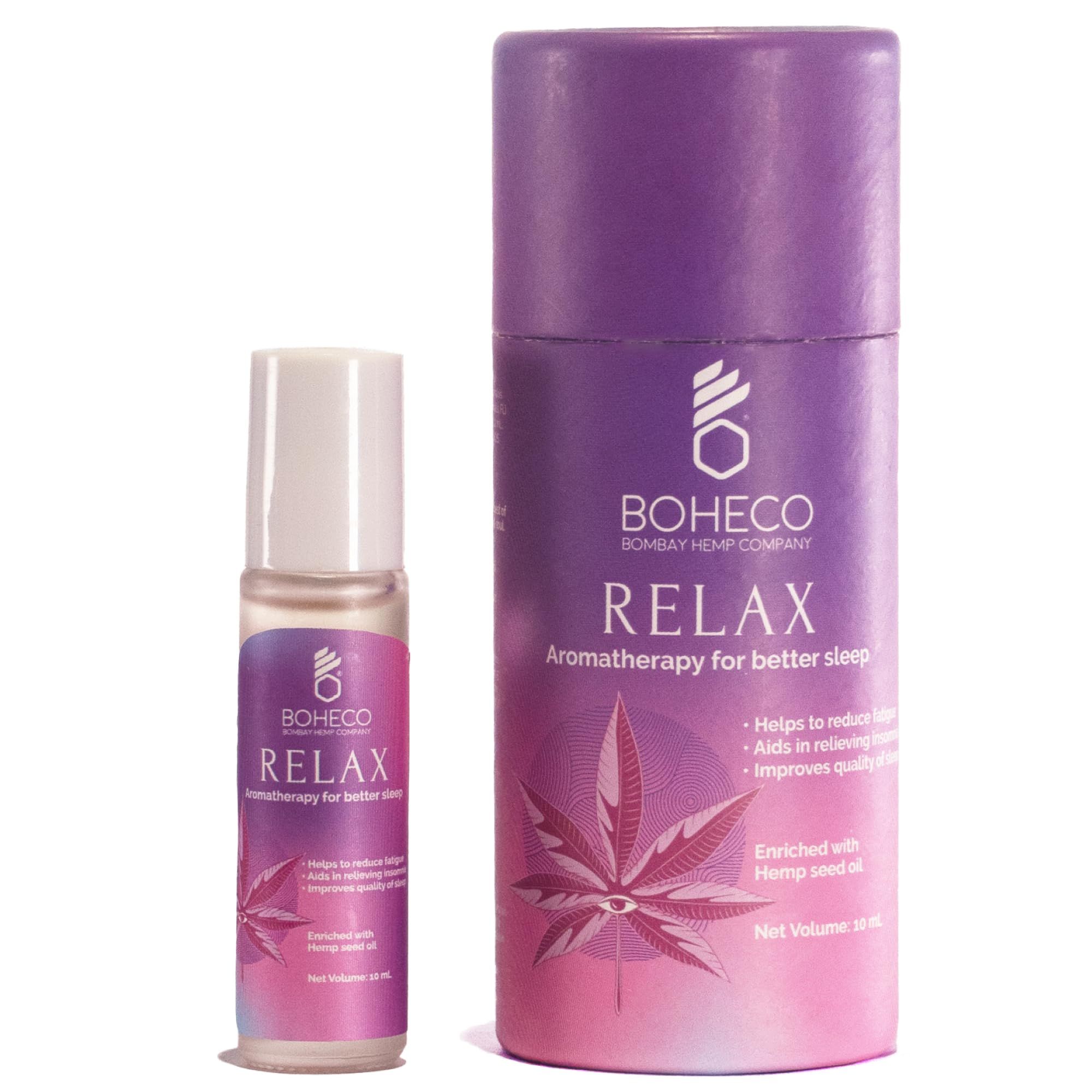 BOHECO RELAX Aromatherapy Roll On Helps in Better Sleep | Sleep Roll On | Aromatherapy Oil | Sleep Aid Helps Improve Sleep | Enriched with Hemp Seed Oil - 10ml