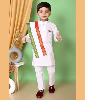 New Collection Boys Cotton Blend Ethnic - Pattern Kurta Pant Set ( White , Pack of 1 )