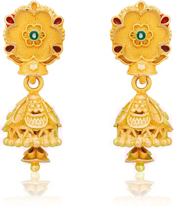 LUV FASHION Golden Jhumki Earrings ( Pack of 1 )