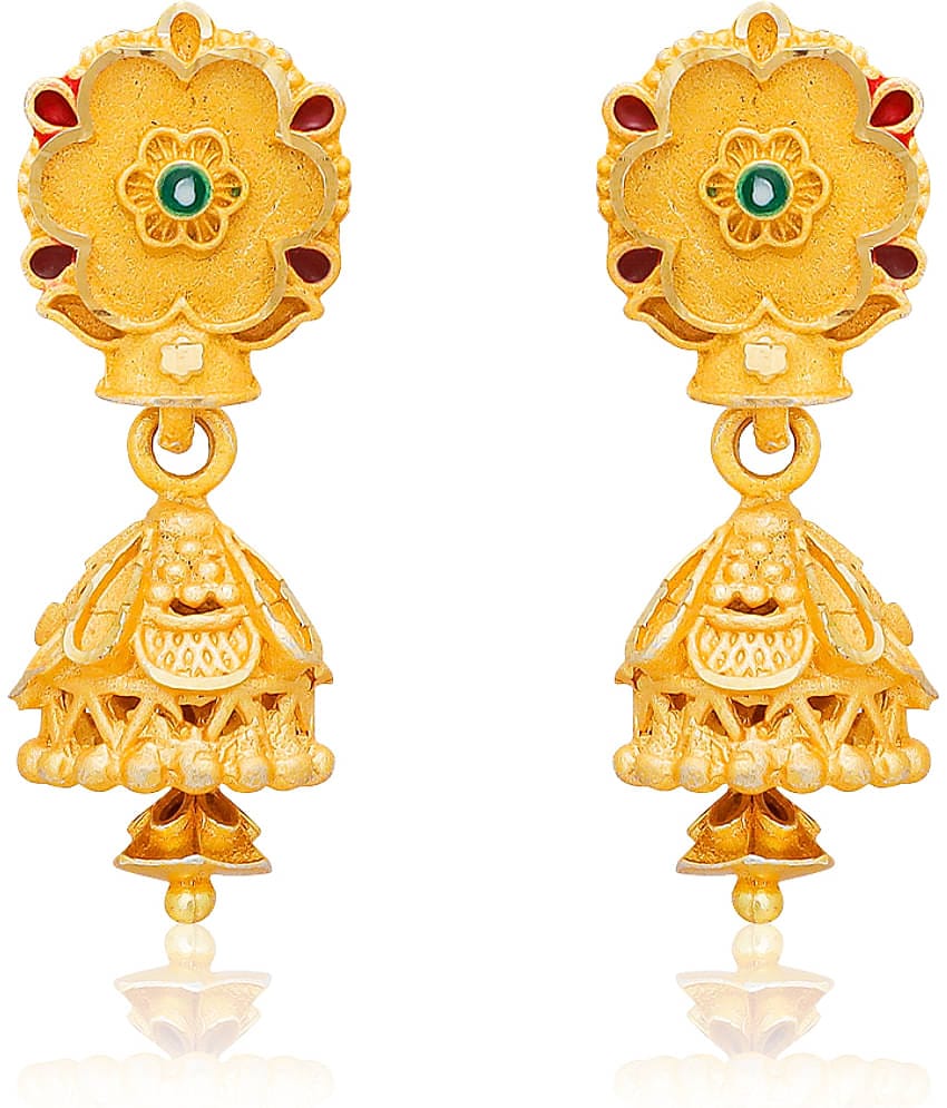 LUV FASHION Golden Jhumki Earrings ( Pack of 1 )
