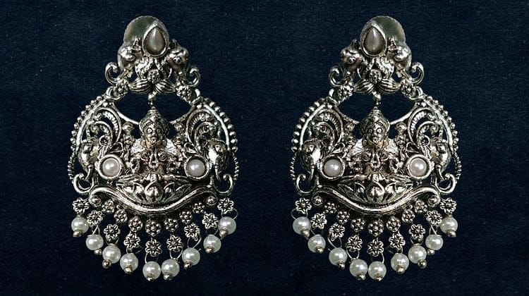 Oxidised Temple Motif Jhumka Earrings with Pearl Accents | Vintage Ethnic Charm | Festive & Wedding Wear