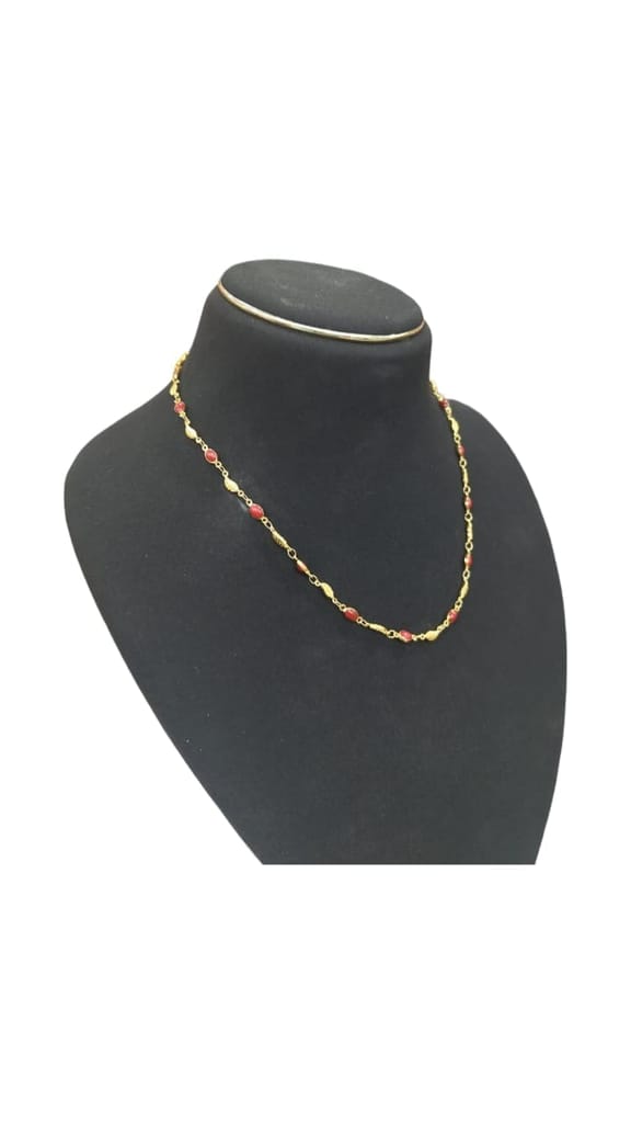 Gold Plated Carnelian Stone Chain Necklace