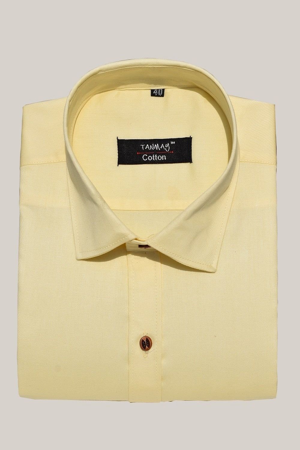 Cotton Tanmay Light Yellow Color Formal Shirt for Men's-M (38 Inch) (97 CM) / Full