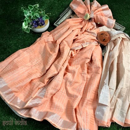Linen Cotton Zari Saree