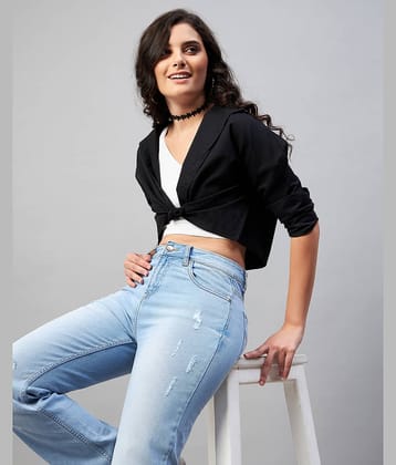 Chimpaaanzee Women Solid Cotton Shirt ( Black )
